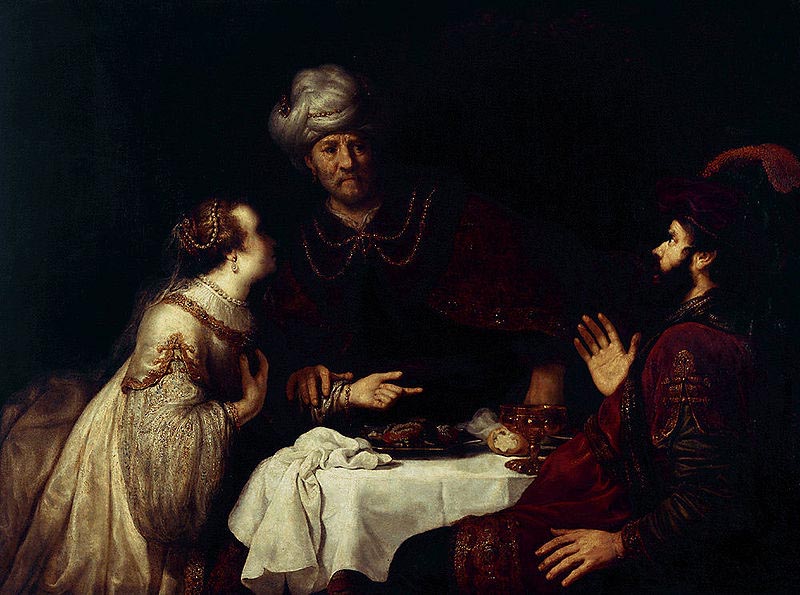 Esther accuses Haman before Ahasveros